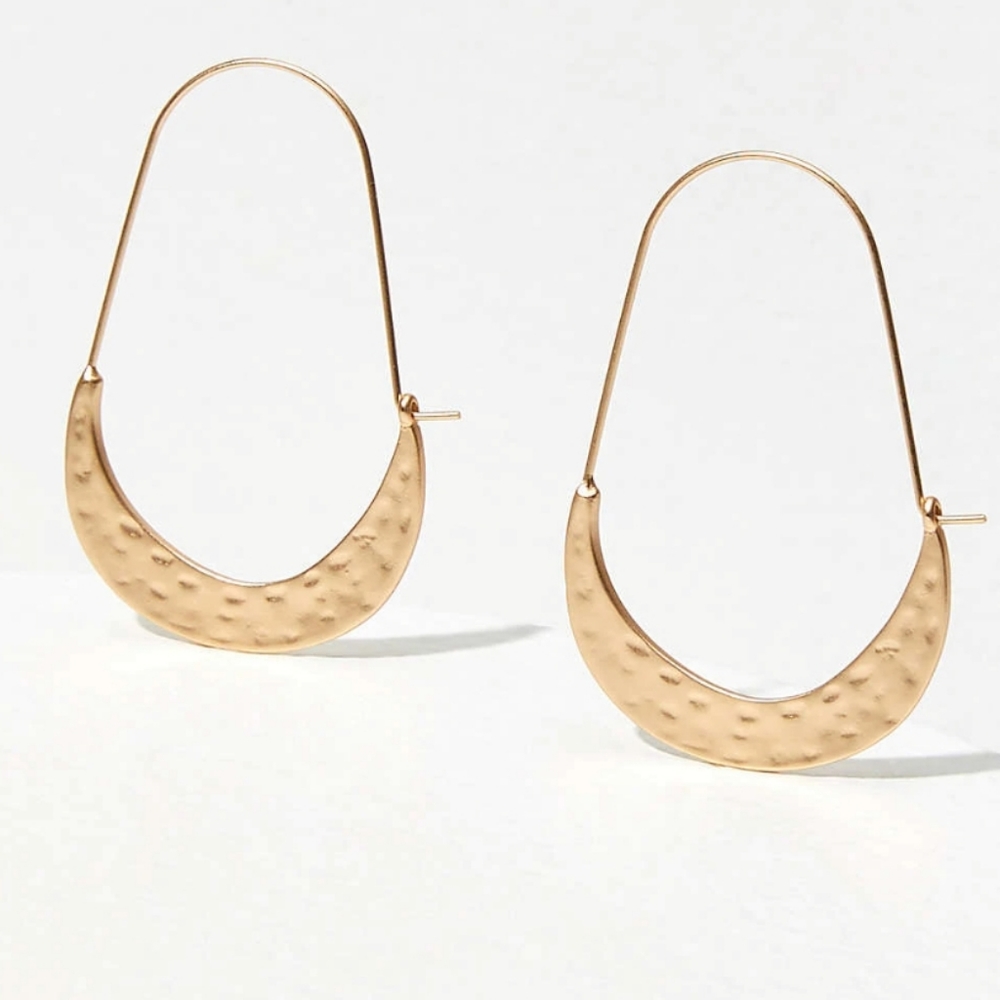 Anthropologie Hammered Crescent Hoops